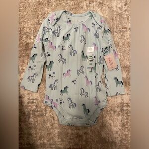 Garanimals Pastel blueUnicorn print long sleeve Bodysuit size 18M-NWT
